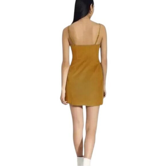 Aritzia Wilfred Isabelle Corduroy Mini Dress In Golden Amber Size 4 - Picture 2 of 7